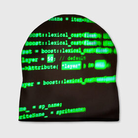 Шапка 3D с принтом КИСЛОТНЫЙ КОД в Петрозаводске, 100% полиэстер | универсальный размер, печать по всей поверхности изделия | hugo weaving | pc | the matrix | код | компьютеры | матрица | матрица 4 | программист | программный код | цифры