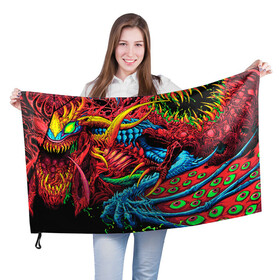 Флаг 3D с принтом CS GO hyper beast skin в Петрозаводске, 100% полиэстер | плотность ткани — 95 г/м2, размер — 67 х 109 см. Принт наносится с одной стороны | awp | counter strike | cs go | cs go global offensive | hyper beast | skin cs | team cs | команды cs | скины оружия | скоростной зверь | хайпер бист