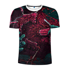 Мужская футболка 3D спортивная с принтом CS GO hyper beast skin в Петрозаводске, 100% полиэстер с улучшенными характеристиками | приталенный силуэт, круглая горловина, широкие плечи, сужается к линии бедра | awp | counter strike | cs go | cs go global offensive | hyper beast | skin cs | team cs | команды cs | скины оружия | скоростной зверь | хайпер бист