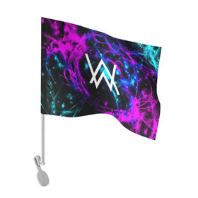 Флаг для автомобиля с принтом ALAN WALKER в Петрозаводске, 100% полиэстер | Размер: 30*21 см | alan walker | aw | electro | electro music | music | алан уокер | музыка | музыкант | электро | электронная музыка