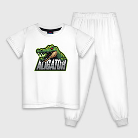 Детская пижама хлопок с принтом Alligator / Аллигатор в Петрозаводске, 100% хлопок |  брюки и футболка прямого кроя, без карманов, на брюках мягкая резинка на поясе и по низу штанин
 | design | logo | mascot | герои | дикий | звери | киберспорт | крокодил | спортивная | стиль | талисман | фитнес | форма | футбол | яркие