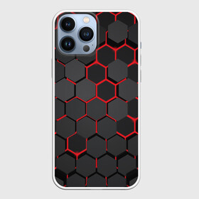 Чехол для iPhone 13 Pro Max с принтом СТАЛЬНАЯ БРОНЯ в Петрозаводске,  |  | abstraction | geometry | hexagon | neon | paints | stripes | texture | triangle | абстракция | брызги | брызги красок | геометрия | краски | неон | неоновый | соты | текстура