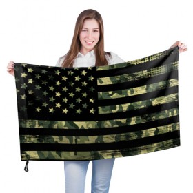 Флаг 3D с принтом American Flag Camo в Петрозаводске, 100% полиэстер | плотность ткани — 95 г/м2, размер — 67 х 109 см. Принт наносится с одной стороны | eagle | states | united | usa | армейские | армия | камуфляж | орел | служба | снайпер | соединенных | солдат | сша | форма | штатов