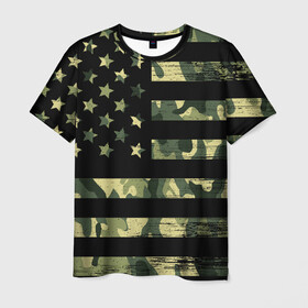 Мужская футболка 3D с принтом American Flag Camo в Петрозаводске, 100% полиэфир | прямой крой, круглый вырез горловины, длина до линии бедер | Тематика изображения на принте: eagle | states | united | usa | армейские | армия | камуфляж | орел | служба | снайпер | соединенных | солдат | сша | форма | штатов