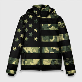 Мужская зимняя куртка 3D с принтом American Flag Camo в Петрозаводске, верх — 100% полиэстер; подкладка — 100% полиэстер; утеплитель — 100% полиэстер | длина ниже бедра, свободный силуэт Оверсайз. Есть воротник-стойка, отстегивающийся капюшон и ветрозащитная планка. 

Боковые карманы с листочкой на кнопках и внутренний карман на молнии. | Тематика изображения на принте: eagle | states | united | usa | армейские | армия | камуфляж | орел | служба | снайпер | соединенных | солдат | сша | форма | штатов