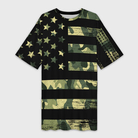 Платье-футболка 3D с принтом American Flag Camo в Петрозаводске,  |  | eagle | states | united | usa | армейские | армия | камуфляж | орел | служба | снайпер | соединенных | солдат | сша | форма | штатов