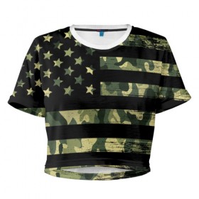 Женская футболка Cropp-top с принтом American Flag Camo в Петрозаводске, 100% полиэстер | круглая горловина, длина футболки до линии талии, рукава с отворотами | eagle | states | united | usa | армейские | армия | камуфляж | орел | служба | снайпер | соединенных | солдат | сша | форма | штатов