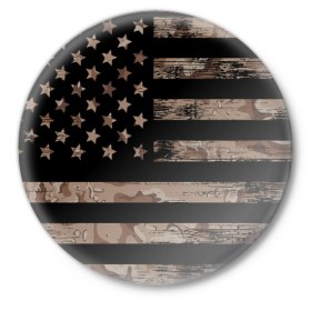 Значок с принтом American Flag Camo в Петрозаводске,  металл | круглая форма, металлическая застежка в виде булавки | eagle | states | united | usa | армейские | армия | камуфляж | орел | служба | снайпер | соединенных | солдат | сша | форма | штатов