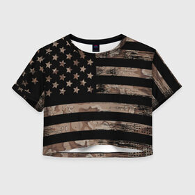 Женская футболка Cropp-top с принтом American Flag Camo в Петрозаводске, 100% полиэстер | круглая горловина, длина футболки до линии талии, рукава с отворотами | eagle | states | united | usa | армейские | армия | камуфляж | орел | служба | снайпер | соединенных | солдат | сша | форма | штатов