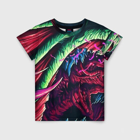 Детская футболка 3D с принтом HYPER BEAST в Петрозаводске, 100% гипоаллергенный полиэфир | прямой крой, круглый вырез горловины, длина до линии бедер, чуть спущенное плечо, ткань немного тянется | awp | counter strike | cs go | cs go global offensive | hyper beast | skin cs | team cs | команды cs | скины оружия | скоростной зверь | хайпер бист