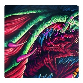 Магнитный плакат 3Х3 с принтом HYPER BEAST в Петрозаводске, Полимерный материал с магнитным слоем | 9 деталей размером 9*9 см | awp | counter strike | cs go | cs go global offensive | hyper beast | skin cs | team cs | команды cs | скины оружия | скоростной зверь | хайпер бист