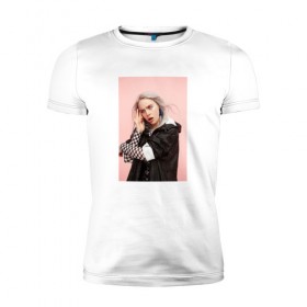 Мужская футболка премиум с принтом Билли Айлиш в Петрозаводске, 92% хлопок, 8% лайкра | приталенный силуэт, круглый вырез ворота, длина до линии бедра, короткий рукав | билли айлиш | знаменитость | музыкант | фото