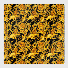 Магнитный плакат 3Х3 с принтом львы в Петрозаводске, Полимерный материал с магнитным слоем | 9 деталей размером 9*9 см | fashion | luxury | texture | дорогая | дорогой | золото | люкс | паттерн | роскошь | серебро | стиль | стильная | текстура