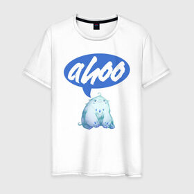 Мужская футболка хлопок с принтом Аху Йети в Петрозаводске, 100% хлопок | прямой крой, круглый вырез горловины, длина до линии бедер, слегка спущенное плечо. | ahoo | yeti | ахуети | ахуеть | йети | мат | надпись | прикол | снежный человек | эмоции | юмор