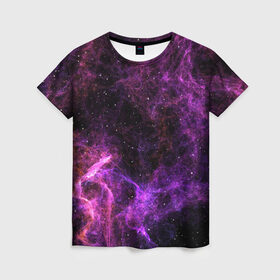 Женская футболка 3D с принтом Темная Материя в Петрозаводске, 100% полиэфир ( синтетическое хлопкоподобное полотно) | прямой крой, круглый вырез горловины, длина до линии бедер | вселенная | звезды | космос | темная материя | темнота