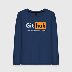 Женский лонгслив хлопок с принтом GitHub Fork Place в Петрозаводске, 100% хлопок |  | git hub | github | it | кодинг