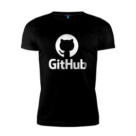 Мужская футболка премиум с принтом GitHub в Петрозаводске, 92% хлопок, 8% лайкра | приталенный силуэт, круглый вырез ворота, длина до линии бедра, короткий рукав | git hub | github | it | кодинг | программист