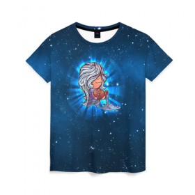 Женская футболка 3D с принтом Водолей в Петрозаводске, 100% полиэфир ( синтетическое хлопкоподобное полотно) | прямой крой, круглый вырез горловины, длина до линии бедер | вселенная | гороскоп | знаки зодиака | зодиак | космос | медитация | планеты