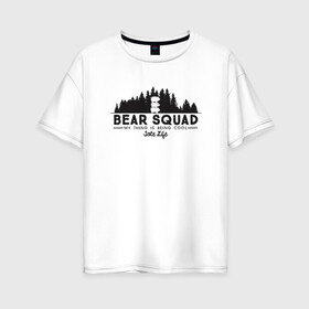 Женская футболка хлопок Oversize с принтом Крутой медвежий отряд в Петрозаводске, 100% хлопок | свободный крой, круглый ворот, спущенный рукав, длина до линии бедер
 | we bare bears | белый | вся правда о медведях | гриз | гризз | гризли | медведь | мы обычные медведи | пан пан | панда | три обычных медведя