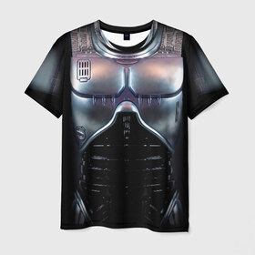 Мужская футболка 3D с принтом Робокоп в Петрозаводске, 100% полиэфир | прямой крой, круглый вырез горловины, длина до линии бедер | Тематика изображения на принте: 90 е | robocop | броня | железный | костюм | машина | робот | стальной | торс