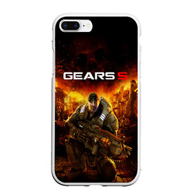 Чехол для iPhone 7Plus/8 Plus матовый с принтом GEARS 5 в Петрозаводске, Силикон | Область печати: задняя сторона чехла, без боковых панелей | Тематика изображения на принте: alien | combat | fight | game | gears 5 | gears of war | gun | human | man | monsters | powerful | saw | strong | war | weapon | игры