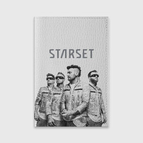 Обложка для паспорта матовая кожа с принтом Starset Band в Петрозаводске, натуральная матовая кожа | размер 19,3 х 13,7 см; прозрачные пластиковые крепления | Тематика изображения на принте: logo | rock | starset | лого | рок | старсет