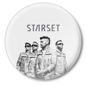 Значок с принтом Starset Band в Петрозаводске,  металл | круглая форма, металлическая застежка в виде булавки | logo | rock | starset | лого | рок | старсет