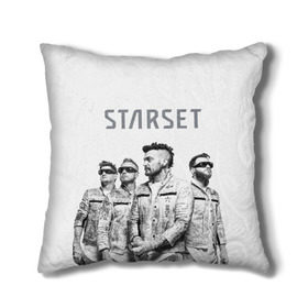 Подушка 3D с принтом Starset Band в Петрозаводске, наволочка – 100% полиэстер, наполнитель – холлофайбер (легкий наполнитель, не вызывает аллергию). | состоит из подушки и наволочки. Наволочка на молнии, легко снимается для стирки | Тематика изображения на принте: logo | rock | starset | лого | рок | старсет