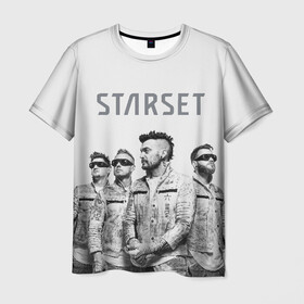 Мужская футболка 3D с принтом Starset Band в Петрозаводске, 100% полиэфир | прямой крой, круглый вырез горловины, длина до линии бедер | logo | rock | starset | лого | рок | старсет