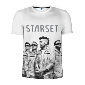 Мужская футболка 3D спортивная с принтом Starset Band в Петрозаводске, 100% полиэстер с улучшенными характеристиками | приталенный силуэт, круглая горловина, широкие плечи, сужается к линии бедра | logo | rock | starset | лого | рок | старсет