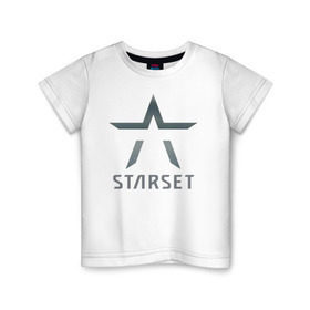 Детская футболка хлопок с принтом Starset в Петрозаводске, 100% хлопок | круглый вырез горловины, полуприлегающий силуэт, длина до линии бедер | logo | rock | starset | лого | рок | старсет