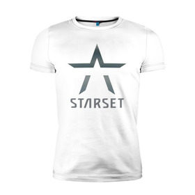 Мужская футболка премиум с принтом Starset в Петрозаводске, 92% хлопок, 8% лайкра | приталенный силуэт, круглый вырез ворота, длина до линии бедра, короткий рукав | Тематика изображения на принте: logo | rock | starset | лого | рок | старсет