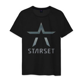 Мужская футболка хлопок с принтом Starset в Петрозаводске, 100% хлопок | прямой крой, круглый вырез горловины, длина до линии бедер, слегка спущенное плечо. | Тематика изображения на принте: logo | rock | starset | лого | рок | старсет