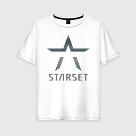 Женская футболка хлопок Oversize с принтом Starset в Петрозаводске, 100% хлопок | свободный крой, круглый ворот, спущенный рукав, длина до линии бедер
 | logo | rock | starset | лого | рок | старсет