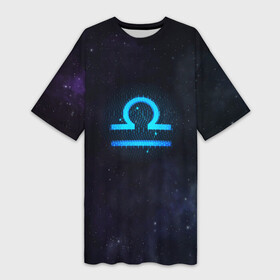 Платье-футболка 3D с принтом Весы в Петрозаводске,  |  | вселенная | гороскоп | знаки зодиака | зодиак | космос | медитация | планеты