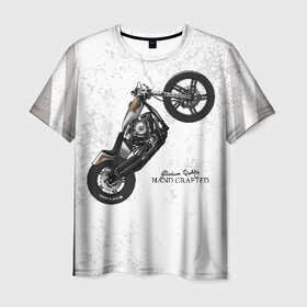 Мужская футболка 3D с принтом Vintage Chopper Motorcycle в Петрозаводске, 100% полиэфир | прямой крой, круглый вырез горловины, длина до линии бедер | Тематика изображения на принте: 