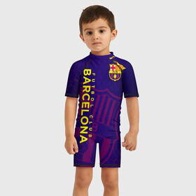 Детский купальный костюм 3D с принтом Барселона в Петрозаводске, Полиэстер 85%, Спандекс 15% | застежка на молнии на спине | barcelona | fcb | барса | барселона | форма | футбол | футболист | футбольный клуб