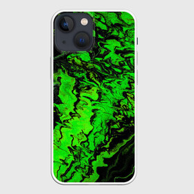 Чехол для iPhone 13 mini с принтом Тёмные зеленые краски в Петрозаводске,  |  | abstract | acrylic | art | color | liquid | modern | paint | painting | splash | абстракция | акрил | арт | брызги | жидкость | искусство | краска | рисунок | современный