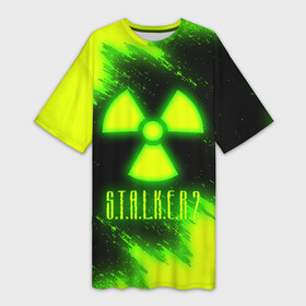 Платье-футболка 3D с принтом S.T.A.L.K.E.R. 2 в Петрозаводске,  |  | bandit | chernobyl | pripyat | s.t.a.l.k.e.r. 2 | shadow of chernobyl | stalker | stalker 2 | бандиты | меченый | припять | сталкер | сталкер 2 | тени чернобыля | чернобыль | чистое небо