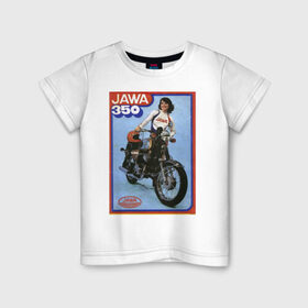 Детская футболка хлопок с принтом Ява в Петрозаводске, 100% хлопок | круглый вырез горловины, полуприлегающий силуэт, длина до линии бедер | Тематика изображения на принте: jawa | jawa 350 | jawa мотоциклы | купить jawa | мотоцикл | мотоцикл ява | ява | ява 350