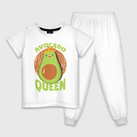 Детская пижама хлопок с принтом Авокадо Королева в Петрозаводске, 100% хлопок |  брюки и футболка прямого кроя, без карманов, на брюках мягкая резинка на поясе и по низу штанин
 | avocado | queen | авокадо | королева | королевы | надписи | надпись
