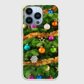 Чехол для iPhone 13 Pro с принтом Живая новогодняя ёлка в Петрозаводске,  |  | Тематика изображения на принте: гирлянда | елка | ёлочные игрушки | ель | конфетти | мишура | новый год | пихта | снежинки | украшения | хвоя