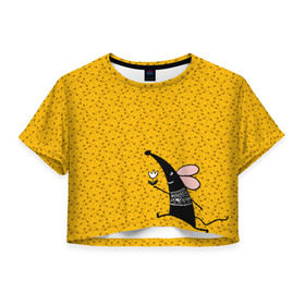 Женская футболка Cropp-top с принтом Крыса в Петрозаводске, 100% полиэстер | круглая горловина, длина футболки до линии талии, рукава с отворотами | 
