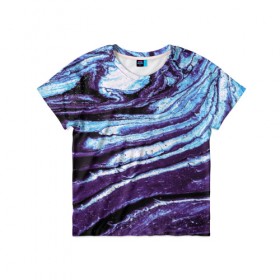Детская футболка 3D с принтом Фиолетовые краски металлик в Петрозаводске, 100% гипоаллергенный полиэфир | прямой крой, круглый вырез горловины, длина до линии бедер, чуть спущенное плечо, ткань немного тянется | Тематика изображения на принте: 