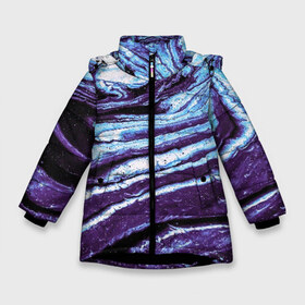 Зимняя куртка для девочек 3D с принтом Фиолетовые краски металлик в Петрозаводске, ткань верха — 100% полиэстер; подклад — 100% полиэстер, утеплитель — 100% полиэстер. | длина ниже бедра, удлиненная спинка, воротник стойка и отстегивающийся капюшон. Есть боковые карманы с листочкой на кнопках, утяжки по низу изделия и внутренний карман на молнии. 

Предусмотрены светоотражающий принт на спинке, радужный светоотражающий элемент на пуллере молнии и на резинке для утяжки. | Тематика изображения на принте: 