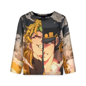 Детский лонгслив 3D с принтом Dio Brando x Jotaro в Петрозаводске, 100% полиэстер | длинные рукава, круглый вырез горловины, полуприлегающий силуэт
 | Тематика изображения на принте: jojo | джоджо | джонатан | джостар | манга | невероятные приключения | ранобэ | хамон