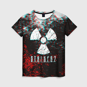 Женская футболка 3D с принтом S.T.A.L.K.E.R. 2 GLITCH в Петрозаводске, 100% полиэфир ( синтетическое хлопкоподобное полотно) | прямой крой, круглый вырез горловины, длина до линии бедер | bandit | chernobyl | pripyat | s.t.a.l.k.e.r. 2 | shadow of chernobyl | stalker | stalker 2 | бандиты | меченый | припять | сталкер | сталкер 2 | тени чернобыля | чернобыль | чистое небо