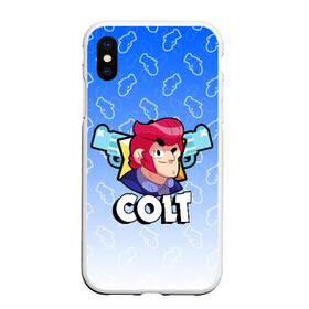 Чехол для iPhone XS Max матовый с принтом BRAWL STARS COLT в Петрозаводске, Силикон | Область печати: задняя сторона чехла, без боковых панелей | android | brawl stars | colt | crow | games | leon | penny | poco. | shelly | spike | wanted | брав | бравл старс | звезды | игры | мобильные игры | старс