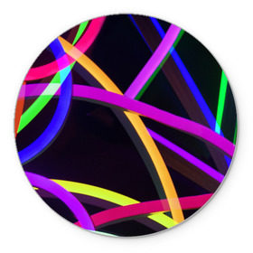 Коврик для мышки круглый с принтом Светящиеся полосы в Петрозаводске, резина и полиэстер | круглая форма, изображение наносится на всю лицевую часть | abstract | neon | абстрактно | абстрактный | абстракция | линии | неон | неонка | неоновая | неоновые | неоновый | полоски | полосы | разноцветные | светящиеся | цветные