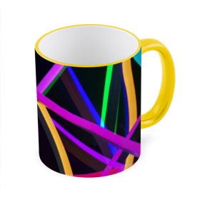 Кружка с принтом Светящиеся полосы в Петрозаводске, керамика | ёмкость 330 мл | abstract | neon | абстрактно | абстрактный | абстракция | линии | неон | неонка | неоновая | неоновые | неоновый | полоски | полосы | разноцветные | светящиеся | цветные